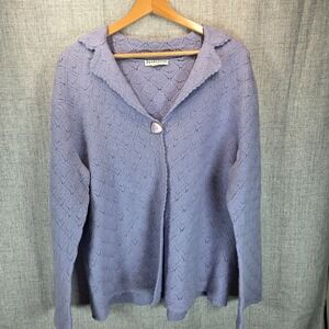 Pendleton VTG Lavender Wool One Button Cardigan SZ 1X Sweater Diamond Pattern